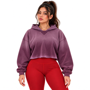 Sweat à capuche court en molleton de coton 380 GSM personnalisé – Vente en gros pour marques de vêtements féminins, boutiques et fournisseurs de détail aux États-Unis - Product Image 4