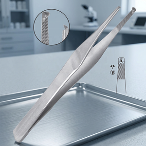 Pinces à tissus chirurgicales 1x2 dents, manuelles, en acier inoxydable, instrument de chirurgie générale, certifiées CE Classe I - Product Image 3