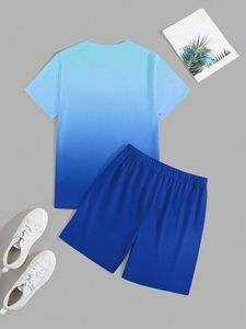 Conjunto de Camiseta y Pantalones Cortos para Hombre, Estilo Vintage, Lavado, de Dos Piezas, a la Moda, Casual, para Verano - Product Image 3