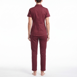 Blouse médicale pour femme à manches courtes, boutonnée sur le devant, uniforme d'infirmière avec poches, vêtement de travail léger et respirant - Product Image 6