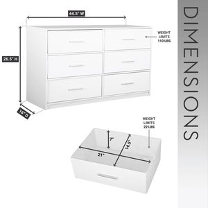 Commode blanche à 6 tiroirs avec grands tiroirs en tissu - Product Image 4