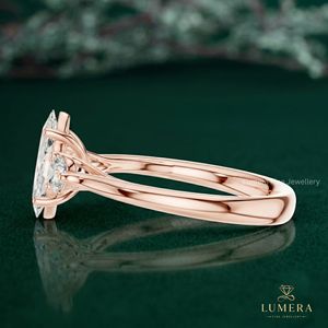 Marquise Cut Three <b>Stone</b> Trellis Basket Plain Band Gold Engagement Ring with Round Side Stones Classic Women's Fine Jewelry - Product Image 4