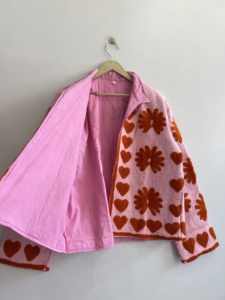 Chaqueta Bordada de Algodón TNT Estilo Indio, Color Rosa Bebé, Hecha a Mano, Estilo Boho para Mujer - Product Image 5