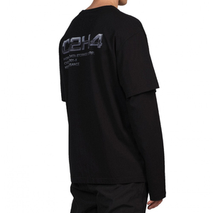 เสื้อยืดแขนยาวผู้ชายทรงโอเวอร์ไซส์ สีดำ ผ้าฝ้ายถัก สไตล์สตรีท คอกลม พิมพ์ลายแบบรีดร้อน - Product Image 6