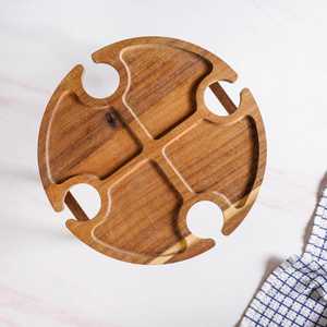 Custom Acacia Wooden Couch Armrest <b>Table</b> Best Quality Wooden Dinnerware Food Serving Trays Wooden Wedding Food <b>Display</b> Stand - Product Image 1