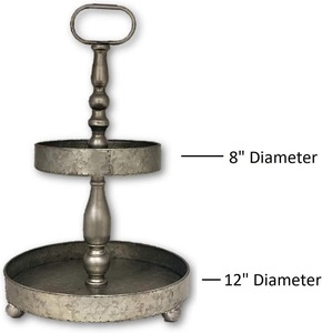 Nuevo diseño de soporte de metal de tres niveles y dos tonos con acento decorativo en la parte superior, perfecto para postres, bocadillos y fiestas. Disponible. - Product Image 6