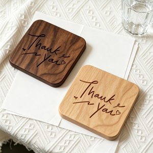 Custom Wooden Square Coaster Engraved With Names And Floral Design Cute Reusable <b>Table</b> Pad For Home <b>Kitchen</b> Decor - Product Image 2