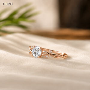 Bague de mariage pour femme en or rose plaqué, diamant taille brillant rond, moissanite, alliance torsadée de promesse - Product Image 2