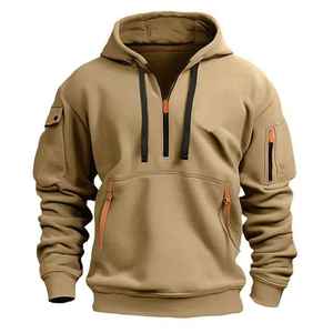 Sudaderas con Capucha de Forro Polar Personalizadas de Alta Calidad para Hombre, Sudadera con Cierre de Cremallera, Cuello Alto, Diseño Liso - Product Image 6