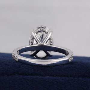 Bague de fiançailles vintage en diamant ovale de 4 carats certifié IGI, cultivé en laboratoire, E VVS2, or blanc 14 carats plaqué rhodium, solitaire, pour femme, haute joaillerie - Product Image 6