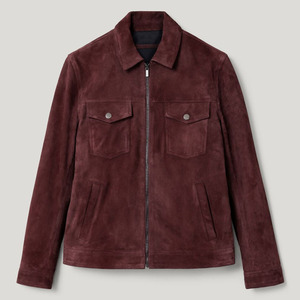 Hot Selling <b>Suede</b> <b>Leather</b> <b>Jacket</b> Casual Winter Stand Front Eco-Friendly Durable Comfortable Construction Suitable for Daily - Product Image 1