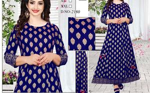 Largo indio kurtis Primavera Verano vestido Floral señoras estilo Casual vestido largo Maxi vestido de las mujeres impresión Floral - Product Image 2