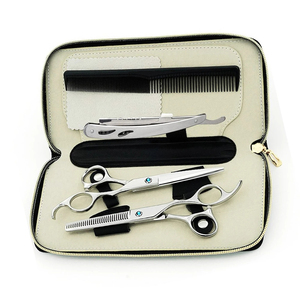 Kit Profesional de Peluquería para Barbero: Tijeras de Entresacar de Acero Inoxidable Pulido Espejo, Tijeras Afiladas, Peine Recto y Tijeras de Corte Recto para Salón - Product Image 5