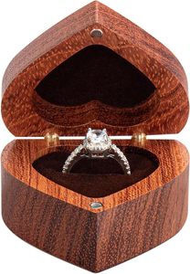 Engagement Proposal Ring <b>Box</b> Slim Wooden <b>Heart</b> <b>Shaped</b> Ring Case Bearer <b>Box</b> Ring Holder for Wedding Ceremony, Commemoration Day, - Product Image 5