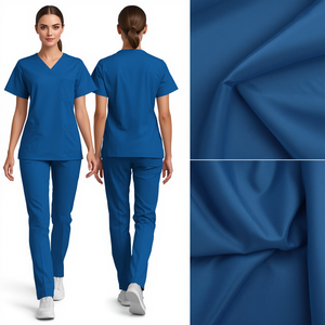 Ensemble d'uniformes médicaux pour femmes à col en V, manches courtes, en tissu rayonne tissé, avec détection d'aiguilles et fusion sans couture, pour usage hospitalier - Product Image 3