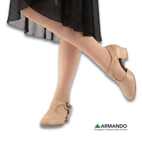 Zapatos de Baile Unisex de Cuero Genuino con Forro de Algodón y Suela de Fibra, Estilo Griego con Correa en T, Tacón Bajo para Práctica de Ballet y Teatro