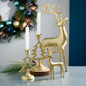 Ensemble de figurines de cerf en laiton de style vintage antique, poli, pâturage, finition dorée décorative, mariage personnalisable de haute qualité - Product Image 4