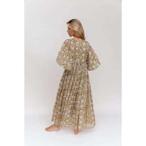 <b>Boho</b> Maxi <b>Dress</b> Women Floral hand Print Short Sleeve V Neck Loose Casual <b>Summer</b> Beach Holiday <b>Dress</b> - Product Image 5