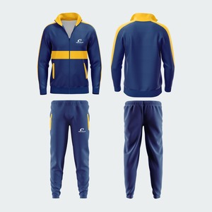 OSTRIYA Men's Blue Hooded Full Zip Jacket & Pants Set Windproof 100% Cotton Sporty Winter Wear - Product Image 2