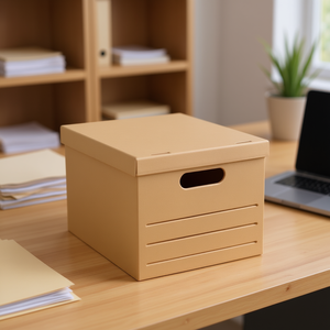 Vietnam Factory's Corrugated Archive Storage <b>Box</b> with Lid Office <b>Moving</b> Handle Holes Stackable-for Organizing Documents & Files - Product Image 2