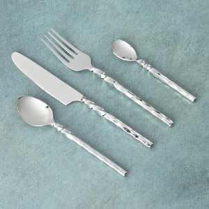 Ensemble de couverts en acier inoxydable, couverts forgés à la main, ensemble de couverts modernes à manche torsadé, ustensiles de table pour les fêtes - Product Image 5