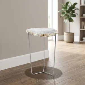 โต๊ะข้างหินอ่อนทันสมัยพร้อมโครงโลหะ เฟอร์นิเจอร์ตกแต่งห้องนั่งเล่น - Product Image 1