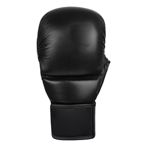 ถุงมือ MMA หนังแท้คุณภาพสูงแบบผูกเชือก ปรับแต่งได้ ถุงมือฝึกซ้อมกันลื่น ระบายอากาศดี พร้อมที่ครอบปากแบบใหม่ - Product Image 1