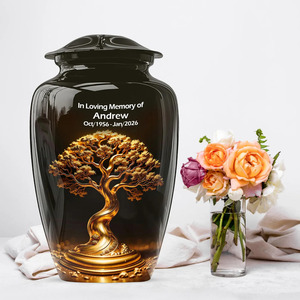 Urne Arbre de Vie pour adultes, Urnes noires pour cendres humaines, Urnes commémoratives pour cendres - Product Image 3