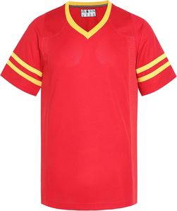 T-shirt sportif à col en V avec bordure jaune, séchage rapide, manches courtes, chemise décontractée, vêtements d'été - Product Image 5
