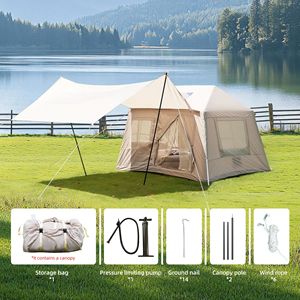 5.72m2 Easy Setup Outdoor Inflatable <b>Camping</b> Air Tent with Canopy 4 Season Windproof Glamping Mesh Windows Pump Outd - Product Image 2