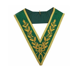 Collar de Grados Masónicos Grand Council Allied - Moiré Verde con Hilos de Oro, Regalia Ceremonial Masónica - Product Image 1