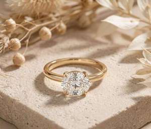 14K Yellow Gold 1.50CT Oval Cut Moissanite Engagement <b>Ring</b> Solitaire 4 Prong Wedding <b>Ring</b> Minimalist <b>Dainty</b> Delicate - Product Image 4