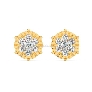 Pendientes de tuerca de diamantes VVS a SI naturales del fabricante en oro rosa blanco amarillo de 10kt 14kt 18kt - Product Image 5