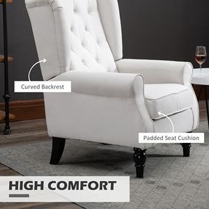 Poltrona con Schienale Alto Color Crema con Gambe in Legno e Cuscino Rimovibile per Soggiorno, Club o Camera da Letto - Product Image 5
