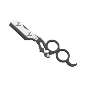 Navaja de Afeitar Profesional de Doble Anillo, Recta, Manual, de Acero Inoxidable (Blanco y Negro) para Uso en Barberías - Product Image 1