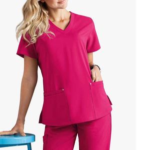 Medical Scrubs Uniform Set Women Hospital Use Polyester Fabric Needle Detection Seamless Fusing Nursing Workwear Suits ODM - Product Image 1
