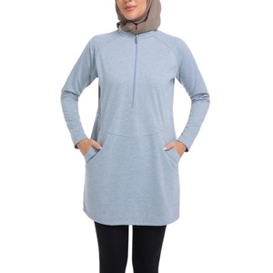 Robe Sweatshirt Modeste à Manches Longues pour Femme, Couleur Unie, Respirante, UPF50+, Vêtement de Fitness et Yoga, Coupe Classique, Écologique, Extensible dans les Quatre Sens - Product Image 1