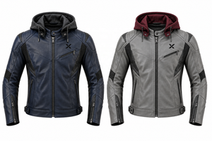 Chaqueta de Motocicleta de Cuero con Capucha Desmontable |   Naranja Gris Azul |   Fabricante OEM ODM |   Diseño de Calidad Premium |   Ropa de Carreras - Product Image 5