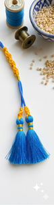 Decoración de Borlas Tejidas Azules y Amarillas con Cuentas para Colgar en el Hogar, Estilo Bohemio, Adorno para Sala de Estar - Product Image 5
