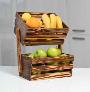 Panier à fruits et légumes en bois au design fantastique, à deux niveaux, qualité supérieure, best-seller, panier de rangement - Product Image 4
