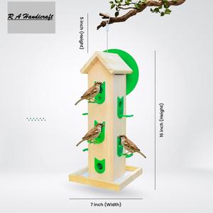 ที่ให้อาหารนกแบบแขวนระเบียงไม้ขนาดใหญ่ สำหรับสวนกลางแจ้ง เหมาะสำหรับนกกระจอกขนาดเล็ก - Product Image 5