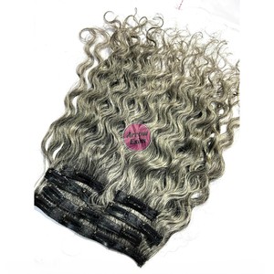 Extensiones de Cabello Humano Rizado Remy Natural Gris del Sur de la India Arrow Exim con Clip y Doble Trama a Máquina para Peinado - Product Image 5