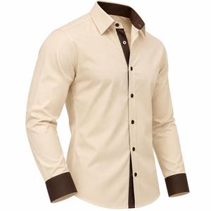 Camisa de Vestir para Hombre, Manga Larga, Color Sólido, Cuello Mao, Estilo Casual, Tela Popelina, para Primavera, Ecológica y Transpirable - Product Image 3