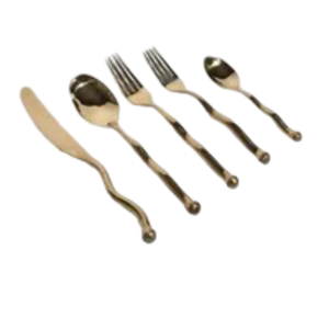 Ensemble de couverts en acier inoxydable pour la cuisine, accessoires de cuisine, ensemble de couverts vintage de luxe pour la maison, métal brossé or mat - Product Image 4