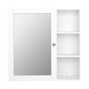 Mobiletto da Bagno a Parete con Specchio Singolo e 3 Scomparti in MDF, Bianco, con Verniciatura a Spruzzo YJ - Product Image 5
