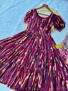 ชุดคุर्ติผ้าฝ้ายพิมพ์ลายแบบดั้งเดิมสำหรับผู้หญิง ความยาวระดับข้อเท้า เหมาะสำหรับฤดูร้อน แห้งเร็ว ยืดหยุ่นได้ กลับด้านได้ ไม่ยับง่าย - Product Image 6