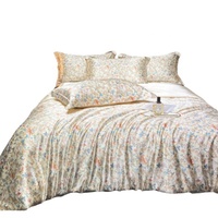 Parure de lit de luxe 4 saisons en satin de soie imprimé 100 %, drap-housse et housse de couette, écologique et réutilisable, 4 pièces – Vente chaude