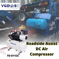 Haute efficacité 24V DC sans huile Mini réservoir résistant aux intempéries 12 litres professionnel Portable réparation automatique route compresseur d'air pompe