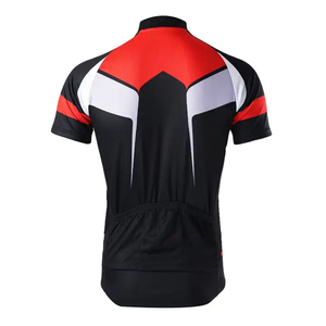 Ensemble de maillot de cyclisme noir, rouge et blanc, manches courtes, fermeture éclair intégrale, vêtements de vélo pour hommes, tenue de cyclisme d'été - Product Image 2