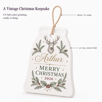 Ornement de Noël antique en forme de cloche, personnalisable avec un nom, en céramique, décoration vintage pour arbre de Noël